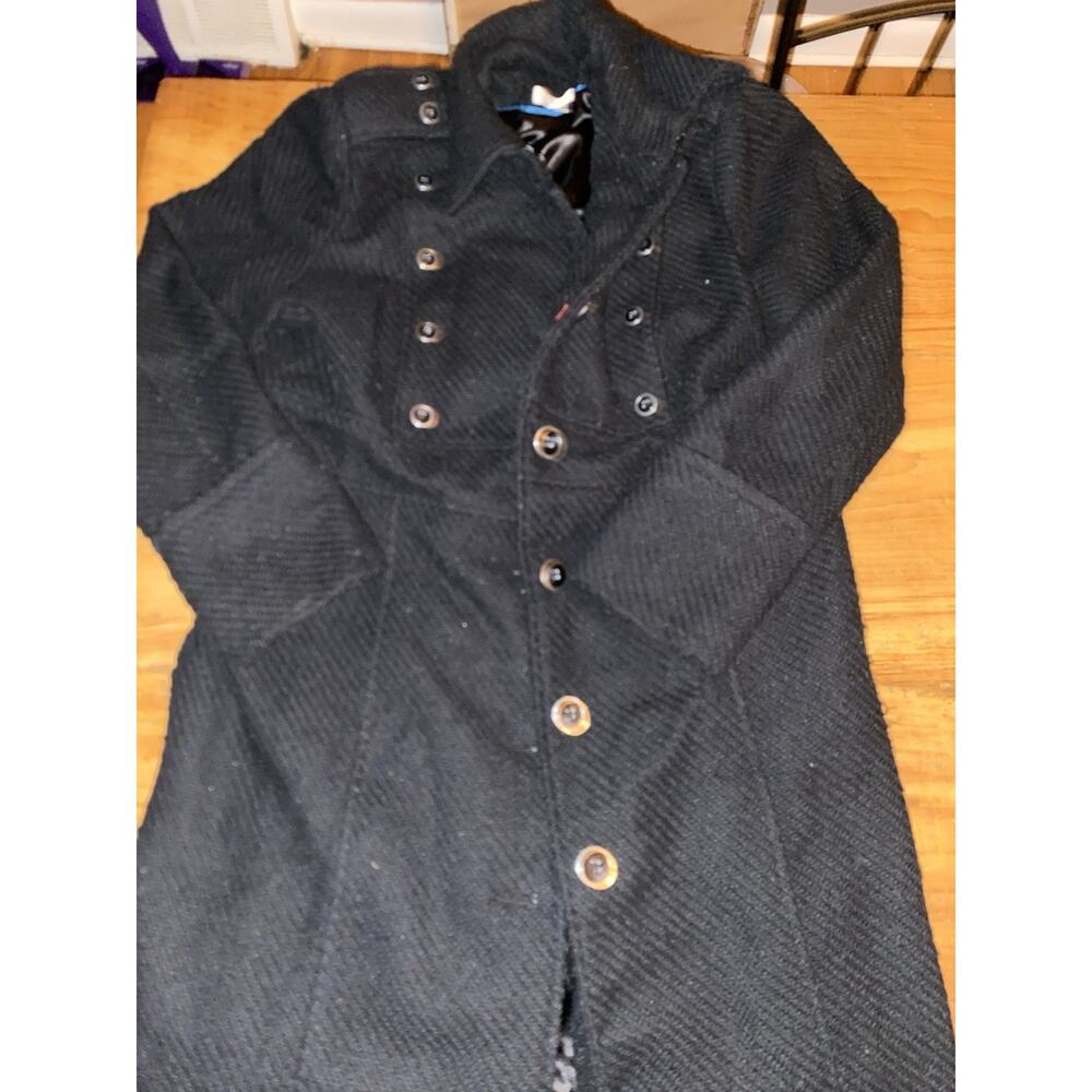 KENAR Jacket Womens XL Black 70% Wool Long Sleeve Coat Pockets Modern Comfort
